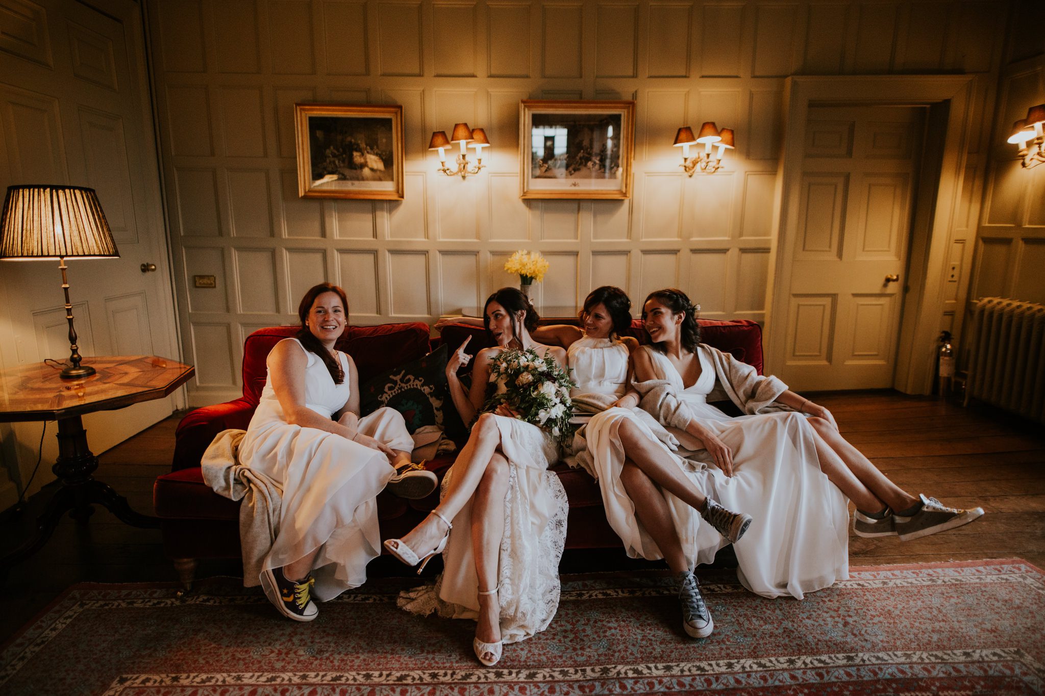 The bride ad her girls at Elmore Court