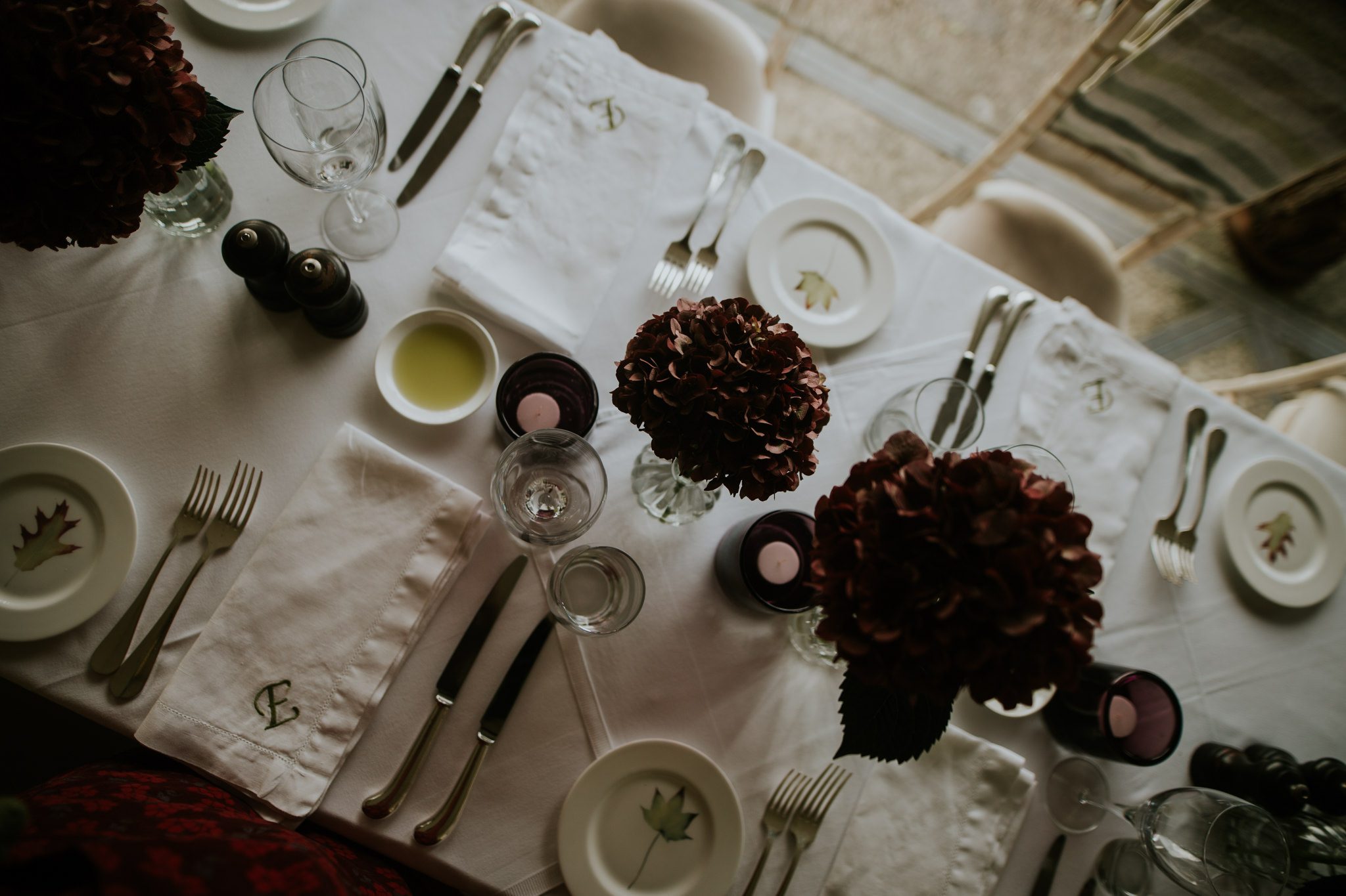The table set for wedding breakfast at Hotel Endsleigh