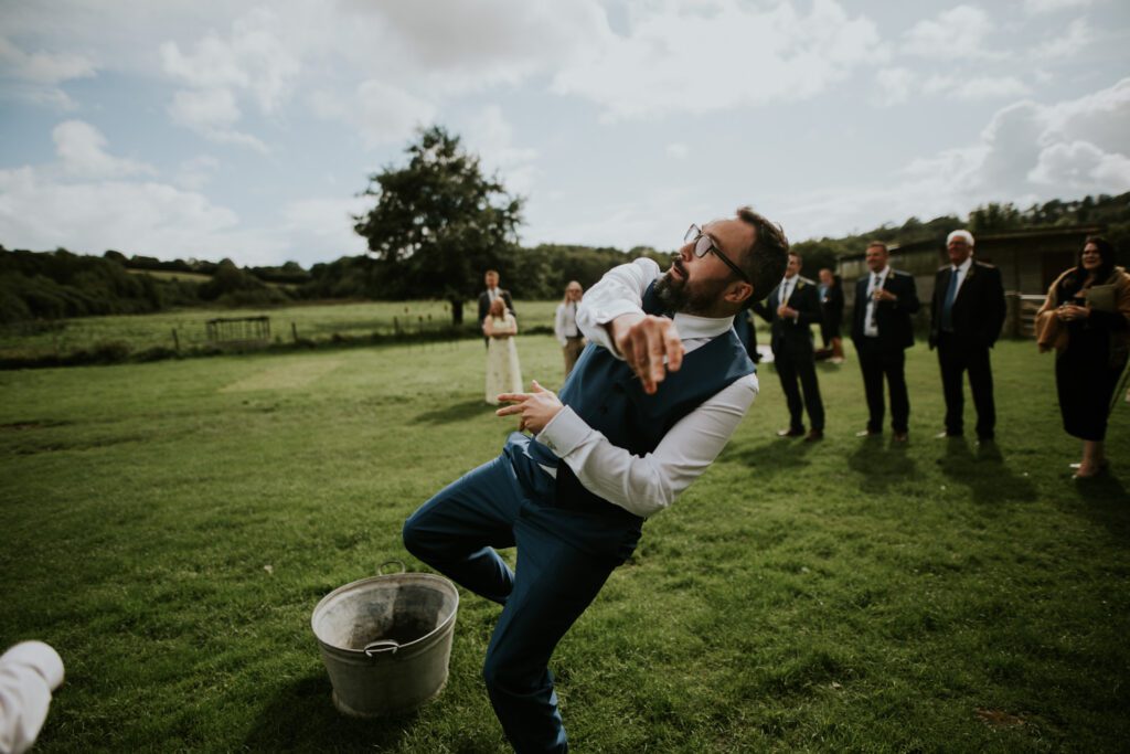 Groom welly wanging at River Cottage in Devon