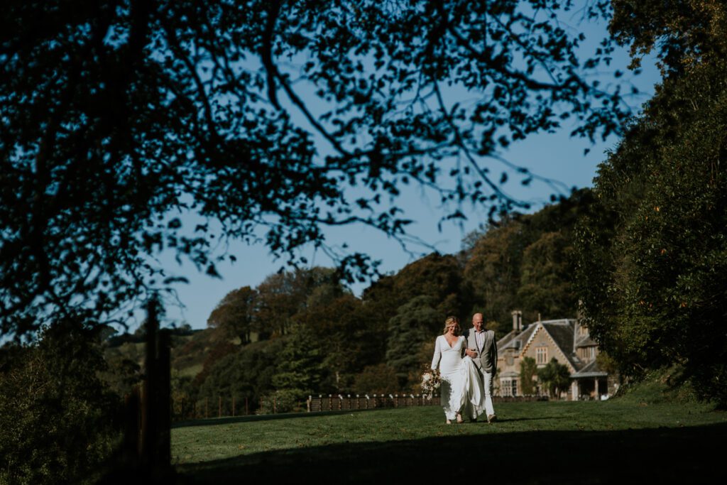 A bride and her father at The Hotel Endsleigh Devon