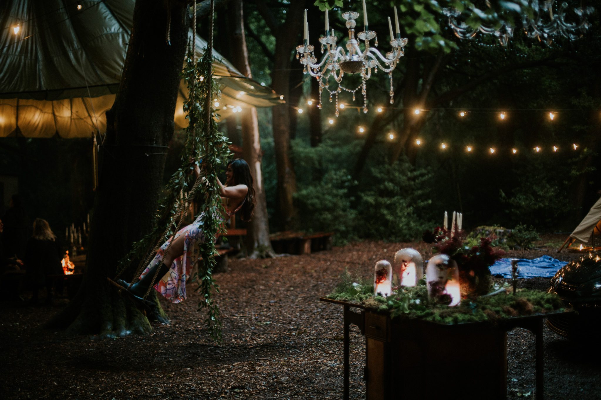 A woodland wedding venue in the rain