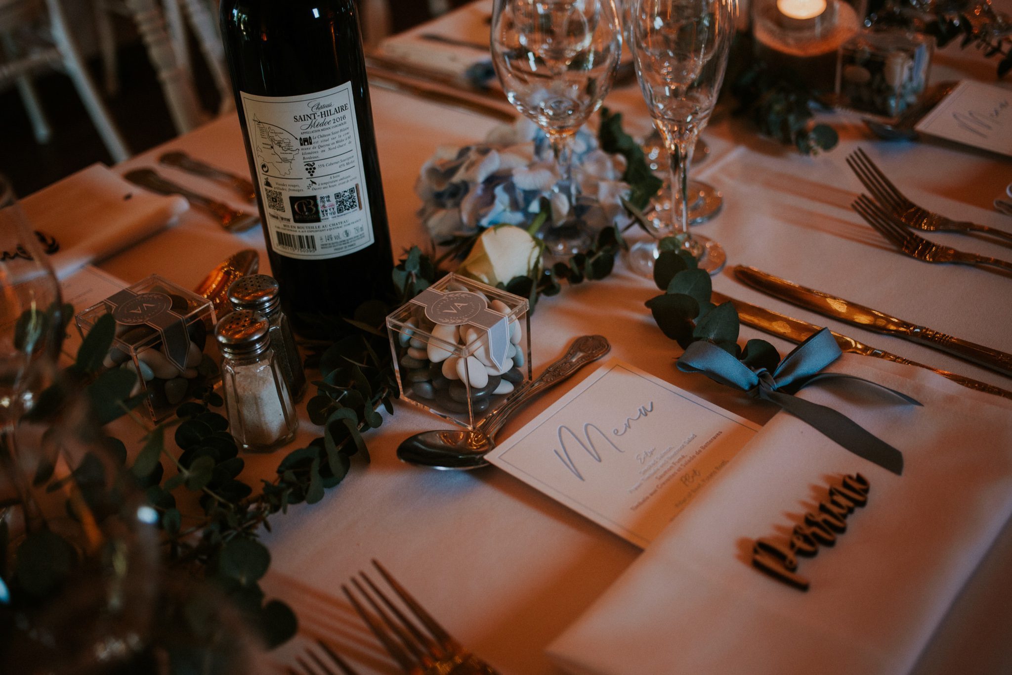 A detail shot of the dining table at wedding venue Chateau St Paul, Marry Me In France