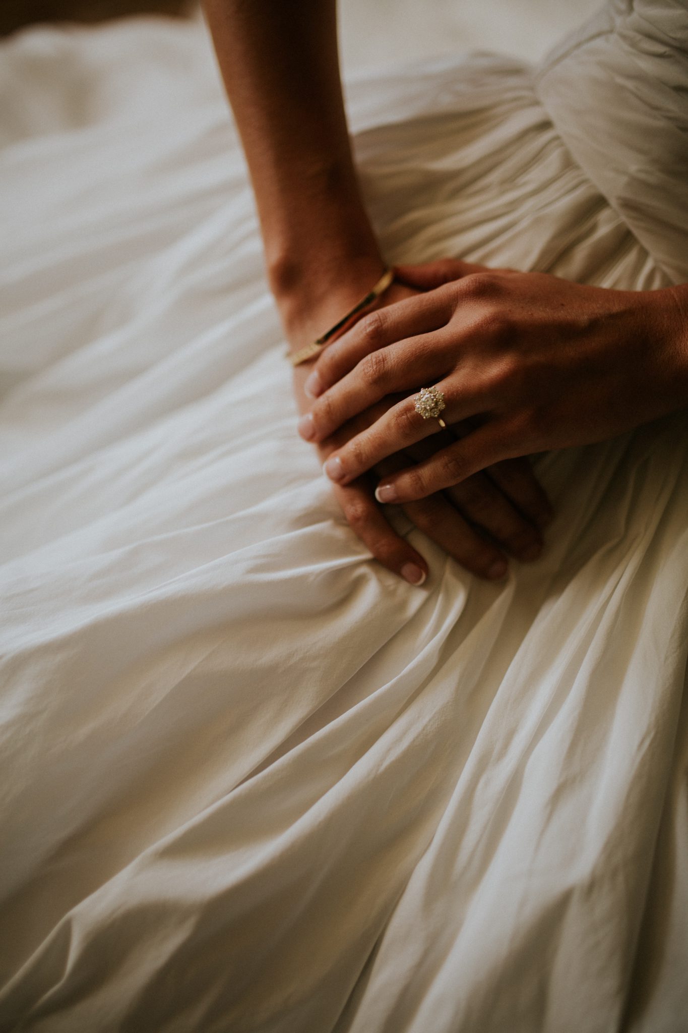 A close up detail of the brides dress by Have Dress